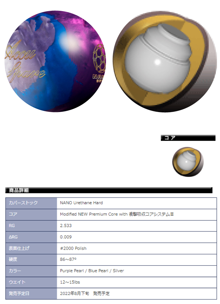 ボウリング用品 ボウリングボール　ABS　ナノデス・アキュスペア　NANODESU Accu Spare
  