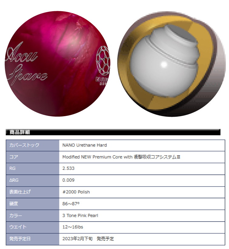 ボウリング用品 ボウリングボール　ABS　ナノデス・アキュスペア　NANODESU Accu Spare　  