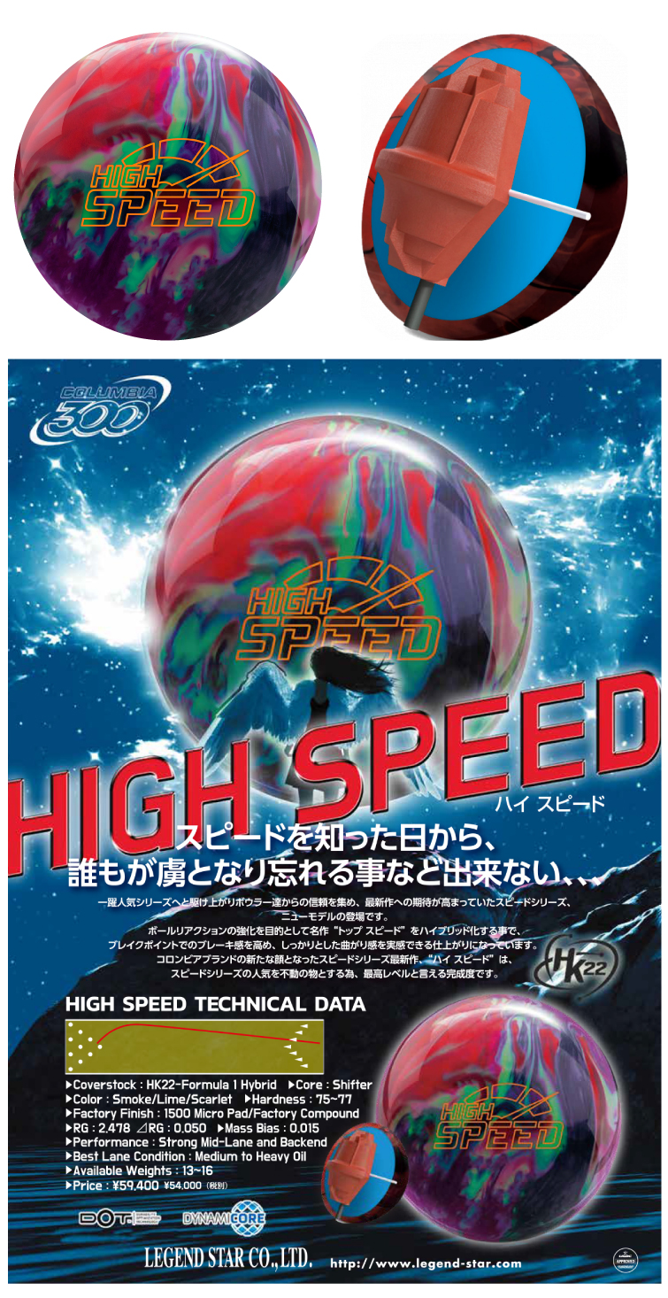 【ボウリングボール　コロンビア300　COLUMBIA300】ハイスピード　HIGH SPEED